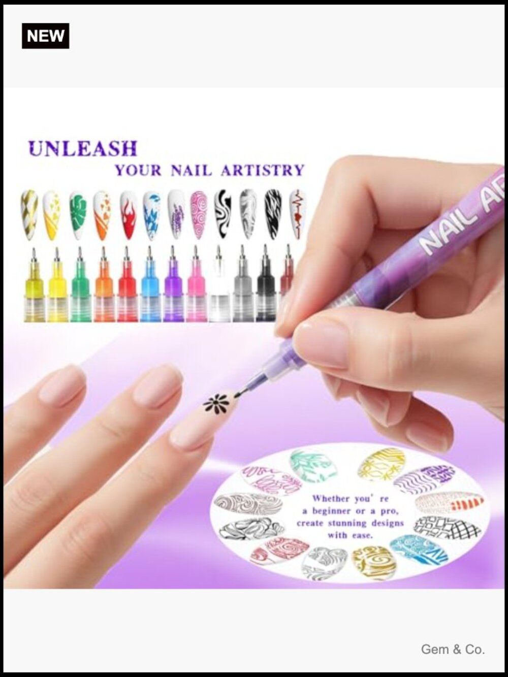 12 Color Nail Art Pens Set - Precision Tips, Quick-Dry, Waterproof, Non-Toxic - Picture 2 of 6